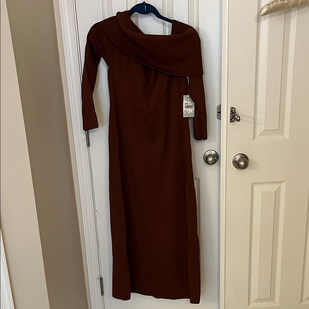 Tuckernuck Hyacinth House  Chocolate brown Off-Shoulder sweater Dress